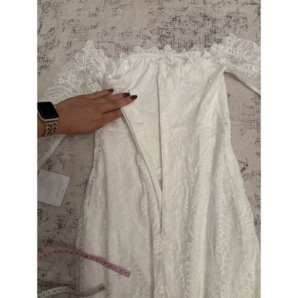 Lulus Beloved Promise White Lace Off-the-Shoulder Mermaid Maxi Dress Size Large - Picture 8 of 9